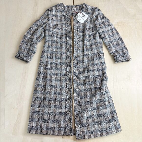 NWT Anne Klein Tweed Lined Cardigan‎ Blazer NEW Women's 4 Geometric - Picture 1 of 10